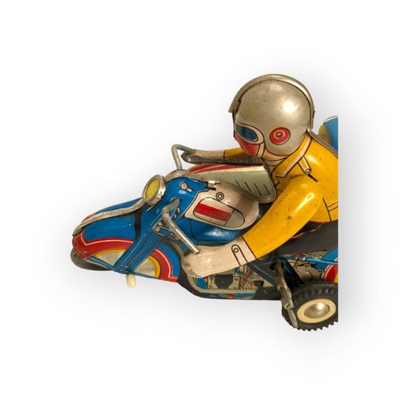 Vintage Wind Up Metal Schylling Collector Series Motorcycle & Side Car Toy - Picture 3 of 6